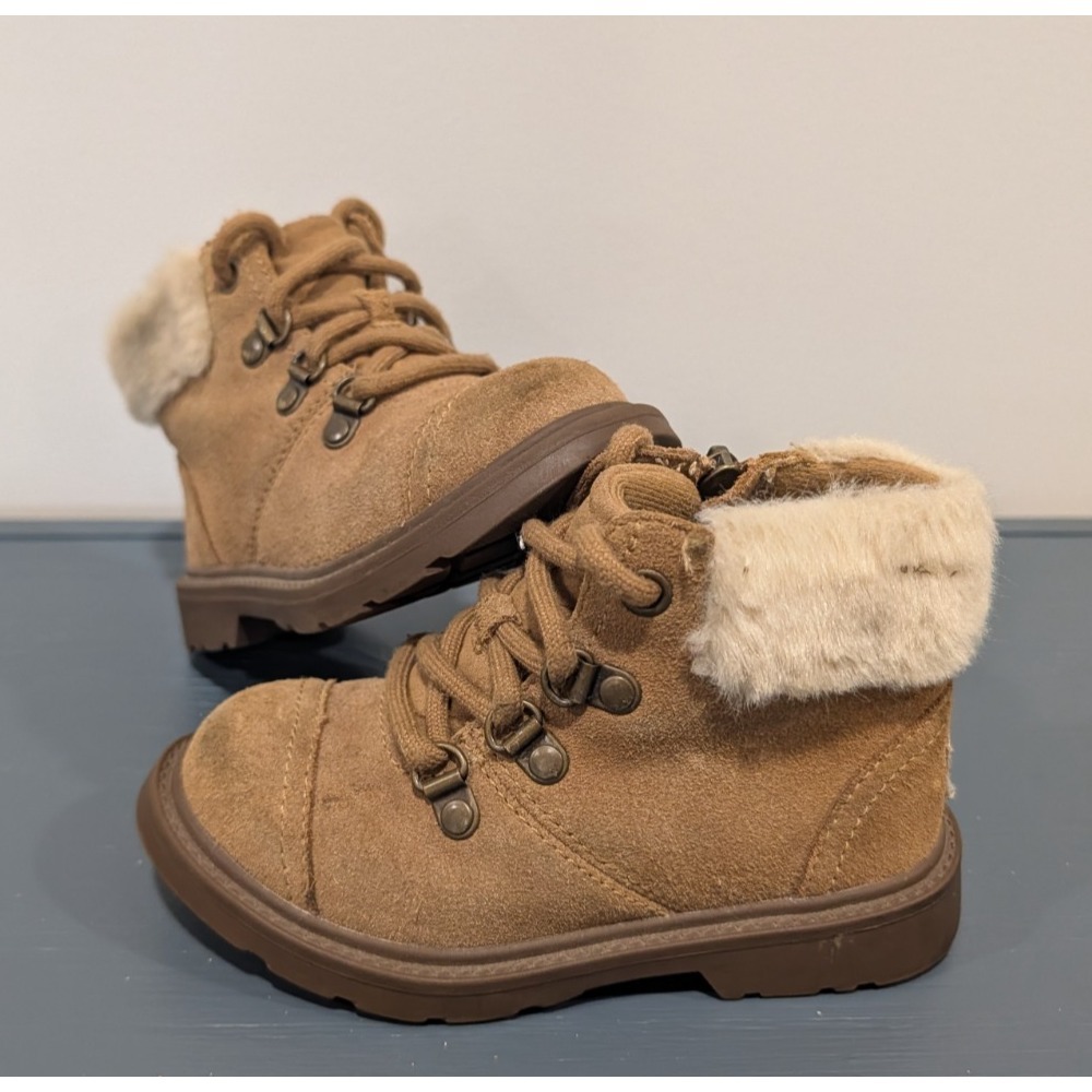 UGG Azell Hiker Weather Boot Chestnut Suede Faux Fur Toddler US Size 9 1123622K
